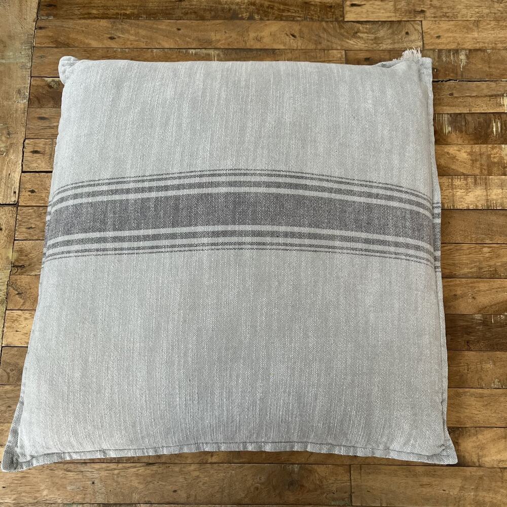 Envogue Campbell Gray Striped Cotton Throw Pillow 20 x 20 in 100% Duck Feathers